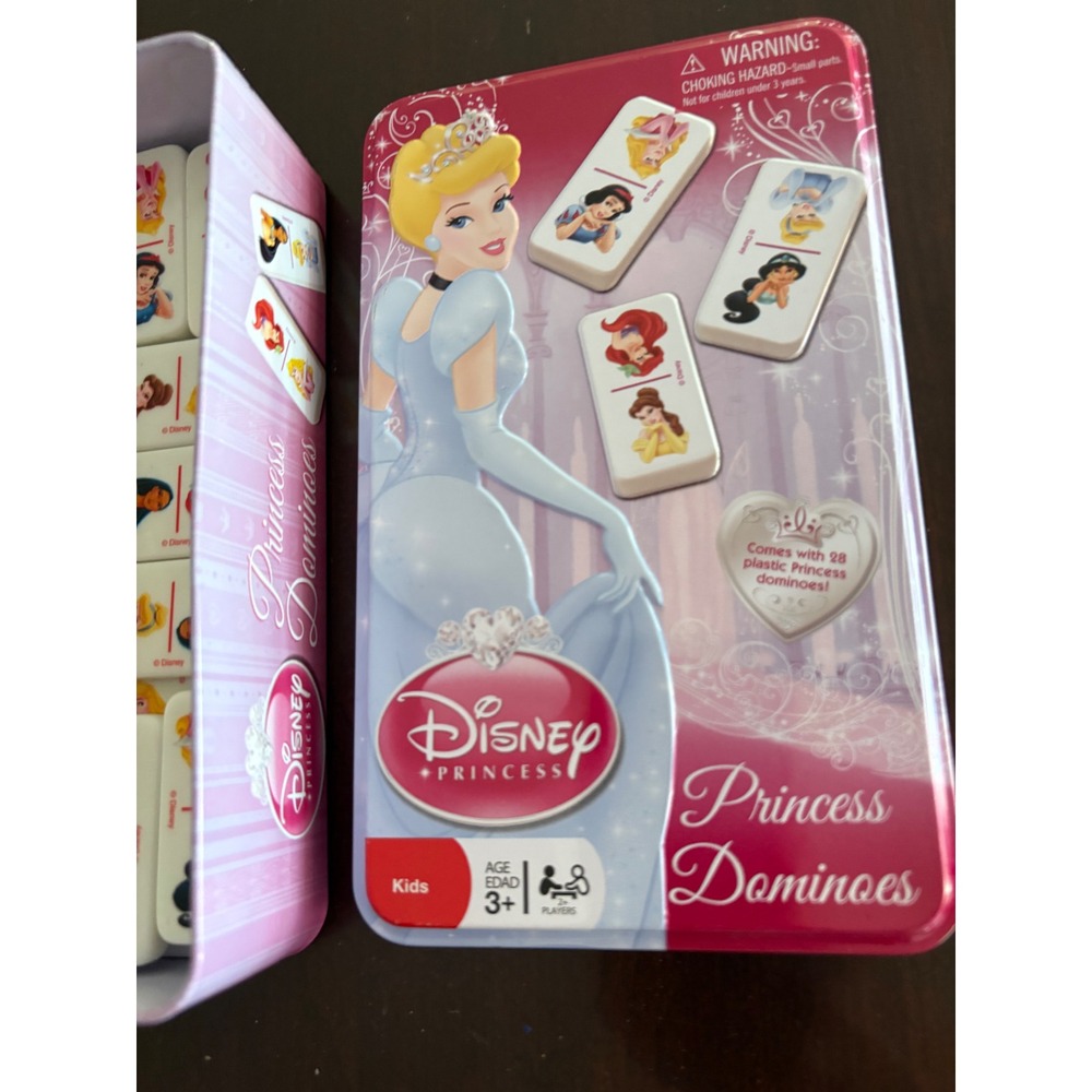 Disney Princess Dominoes 28 Piece Set Cardinal 69003 Pink Storage Tin 2009 Kids - Picture 11 of 15